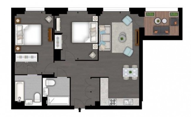 Floorplan for Thornes House,  Charles Clowes Walk, London