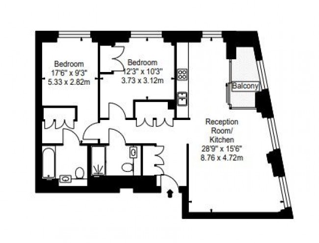 Floorplan for Thornes House,  Charles Clowes Walk, London