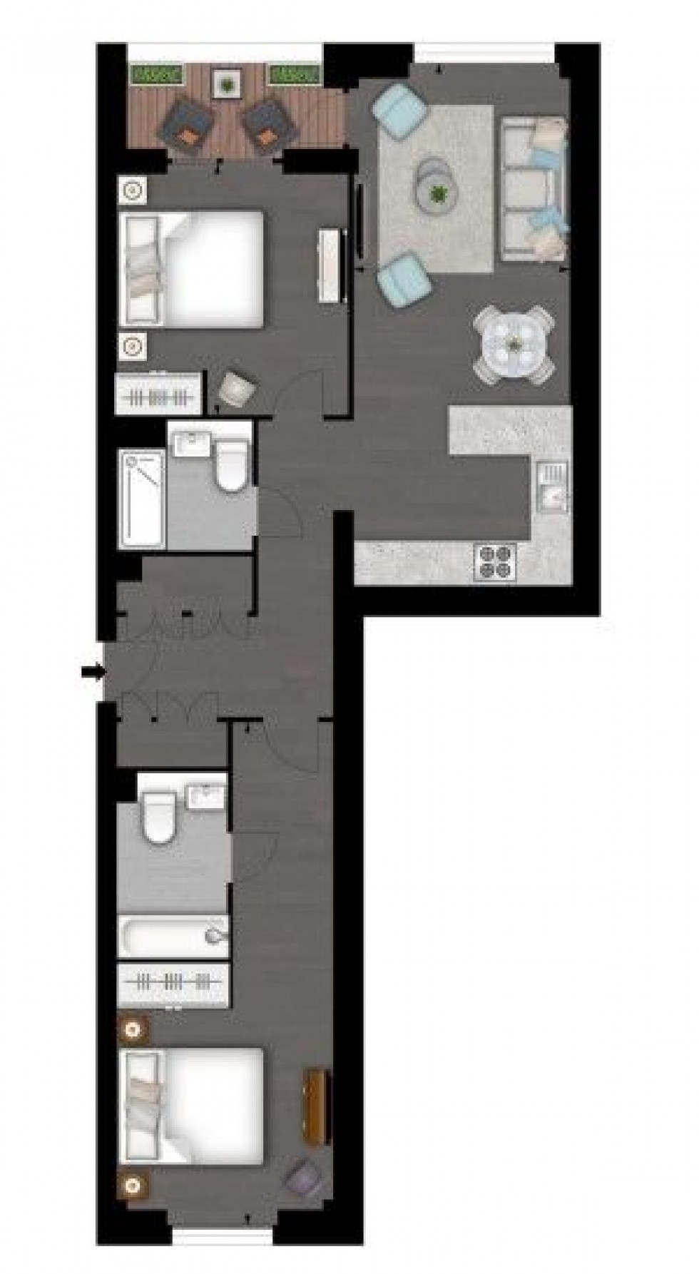 Floorplan for Thornes House,  Charles Clowes Walk, London